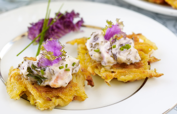 Kashi & Summer Fresh Appetizer Recipe � Mini Potato Pancake with Kale Dip