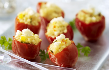 Kashi & Summer Fresh Appetizer Recipe � Lentil Hummus and Couscous Stuffed Cherry Tomatoes