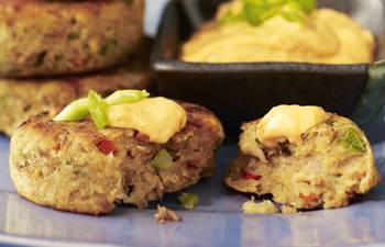 Kashi & Summer Fresh Appetizer Recipe � Lemon Dill Hummus Crab Cakes